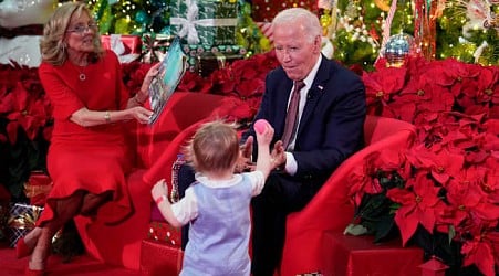 Biden and the first lady bring holiday cheer to patients and families at a children's hospital