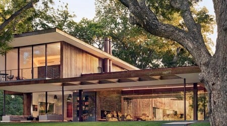 Miró Rivera Architects clads lakeside Austin retreat with weathering steel