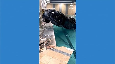 WATCH: Vehicle plunges into indoor swimming pool in Southern California