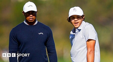 Woods and son Charlie, 15, tied for first in Orlando