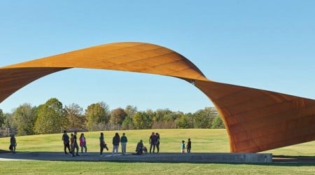 Trahan Architects creates "weightless" hand-bent steel pavilion in Arkansas