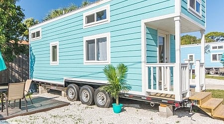 This Vibrant Baby Blue Tiny Home Will Have You Missing Summer This Winter Season