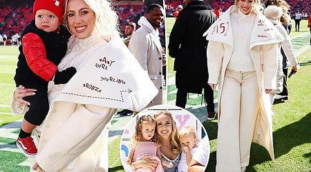 Pregnant Brittany Mahomes' game-day coat shouts out all three of her kids