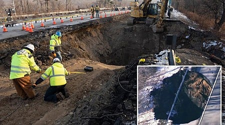 Huge sinkhole along I-80 in NJ caused by abandoned mineshaft