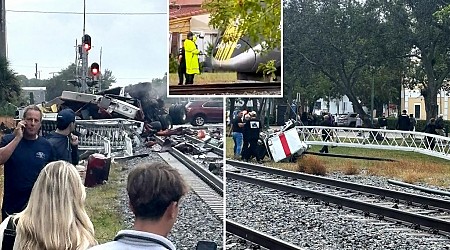 Firefighters injured after high-speed train collides with rescue ladder truck