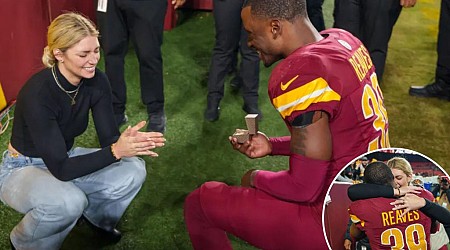 Commanders player Jeremy Reaves proposes to girlfriend on field after team clinches playoff berth in overtime