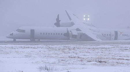 Aircraft landing gear partially fails in fiery landing at Halifax, Canada airport