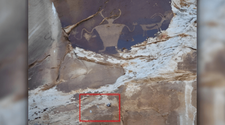 Authorities seek tips after ancient engraving damaged by climbing bolts in Utah