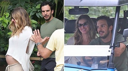 Pregnant Gisele Bündchen In Costa Rica With BF Joaquim Valente & Her Kids