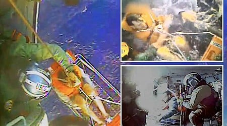 Fishermen saved by Coast Guard in high-seas drama captured on video