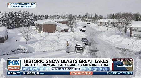 Drone video shows New York town buried after thundersnow jolts region with over 4 feet of snow