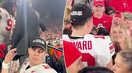 Will Howard's CFP celebrations feature security stop, kiss with girlfriend