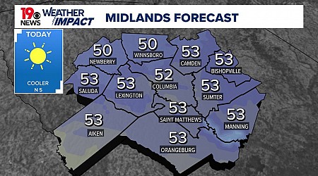 Sunny, cool Wednesday South Carolina weather