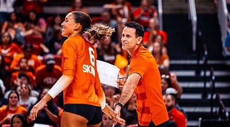 Madisen Skinner Gives Texas Longhorn Coach His Flowers After Major USA Volleyball Announcement