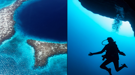 Divers make frightening discovery after finally reaching bottom of 400ft Great Blue Hole