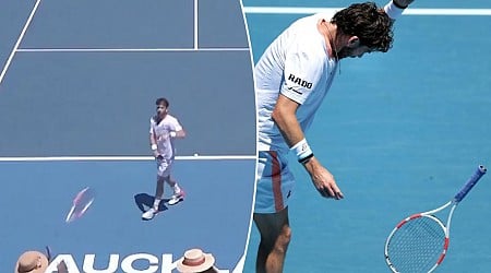 Tennis star Cameron Norrie hits fan with racket in stunning scene