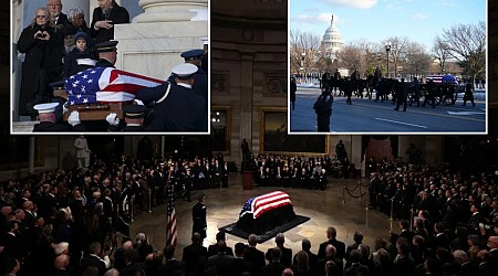 Jimmy Carter's casket arrives at the US Capitol, where he will lie in state