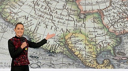 Mexico president trolls Trump with "Mexican America" map after his "Gulf of America" name change proposal