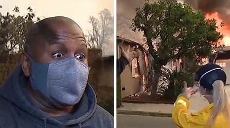 L.A. Resident Begs for Water to Save Home From Fire