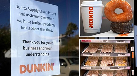 Some US states not running on Dunkin’ doughnuts due to temporary supply shortage