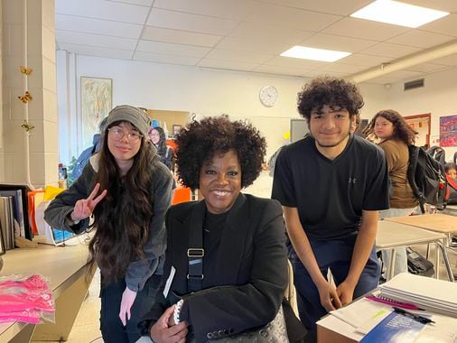 Viola Davis surprises sister’s Central Falls High School classes