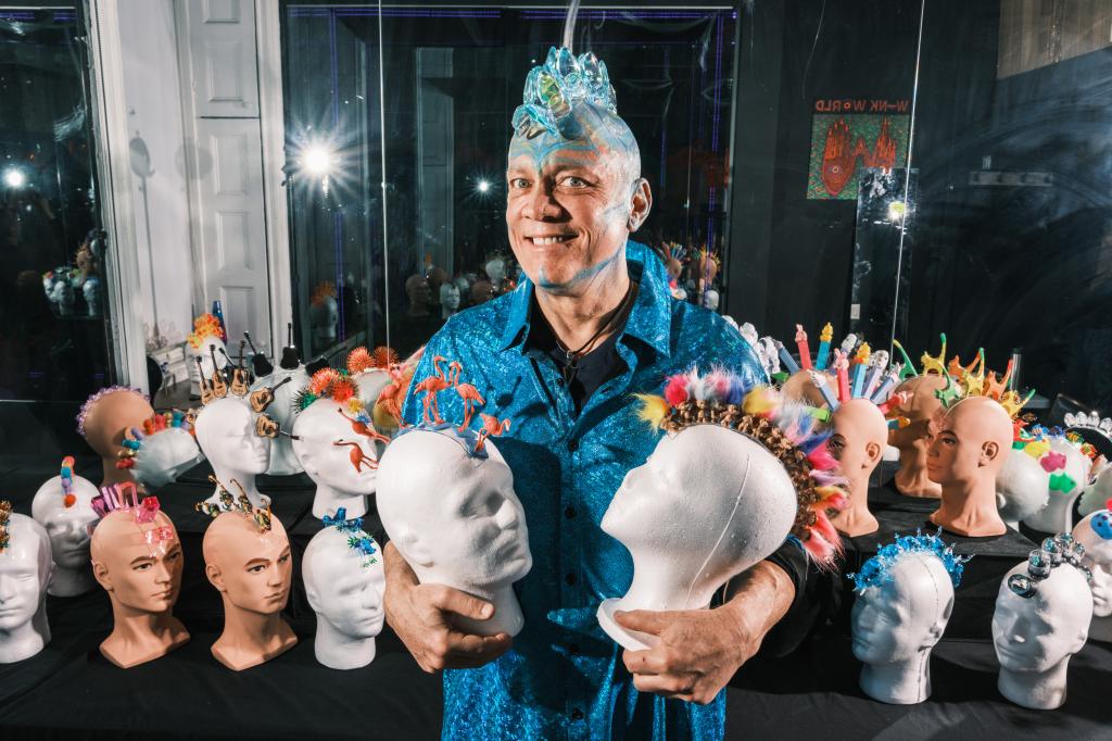Blue Man Group founder turns his bald head into wild canvas for wearable art