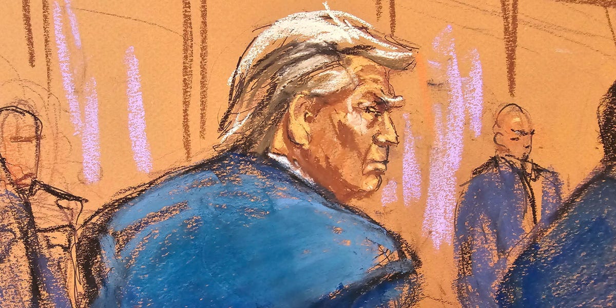 Trump trial sketch artists catch the former president's many courtroom moods: sleepy, grumpy, and — less often — happy