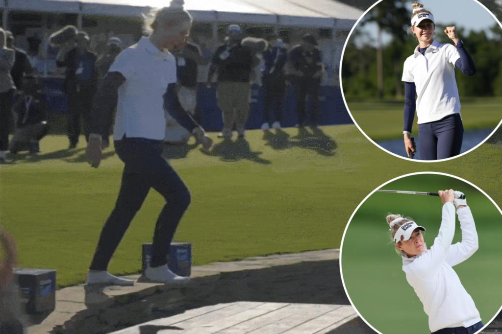 Nelly Korda celebrates historic LPGA run with epic cannonball