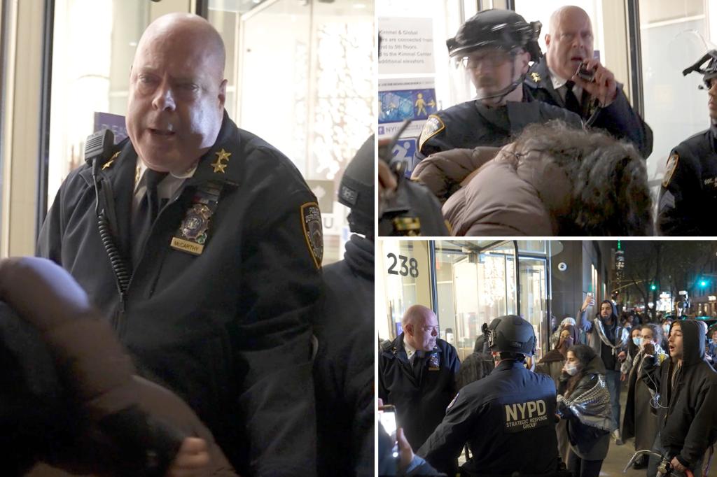 NYPD chief swarmed by anti-Israel protesters and berated while seeking shelter in NYU building