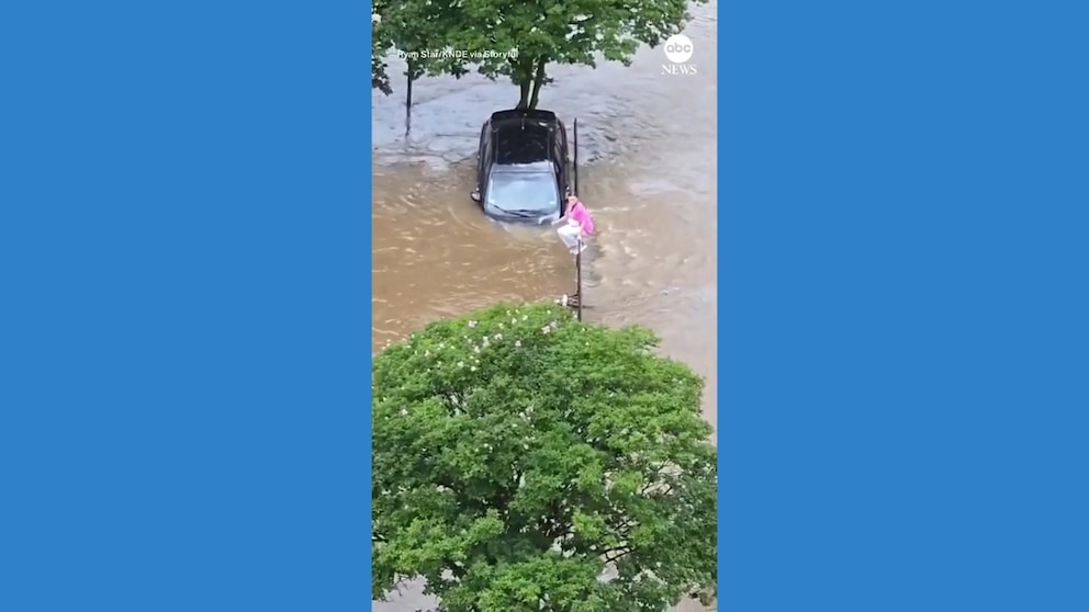 WATCH: Texas driver gets stuck in floodwater as onlookers scream