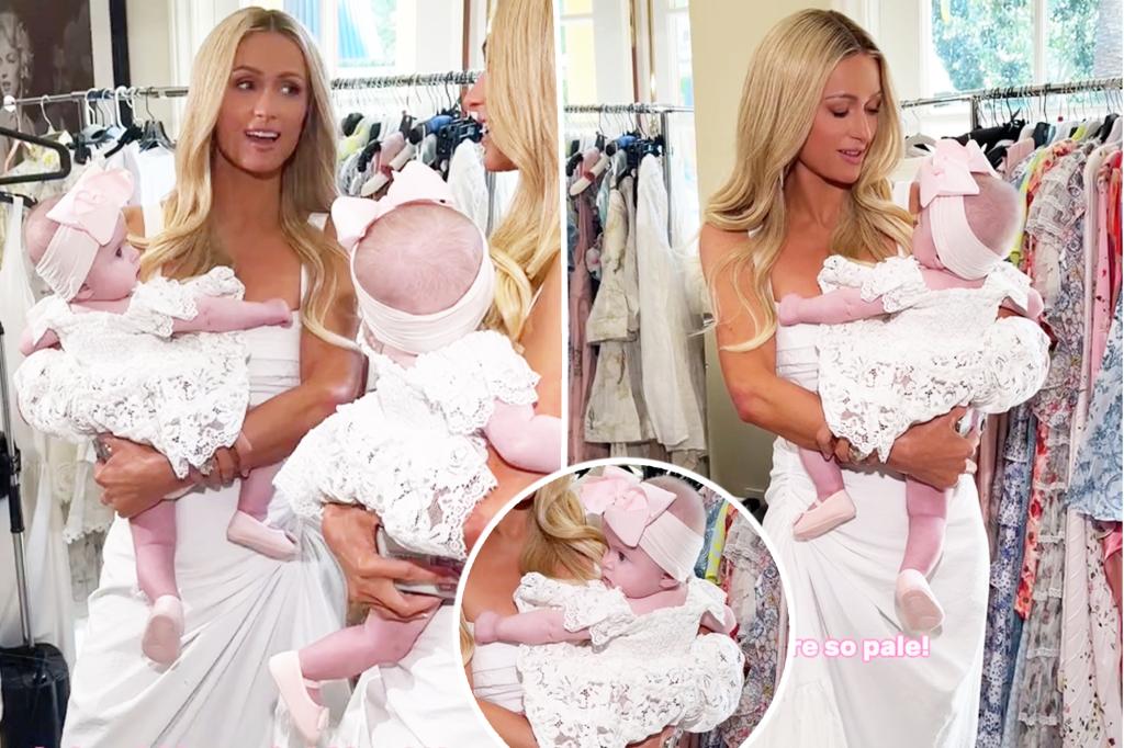 Paris Hilton jokes her 5-month-old daughter, London, looks 'pale' after heiress uses self-tanner on herself