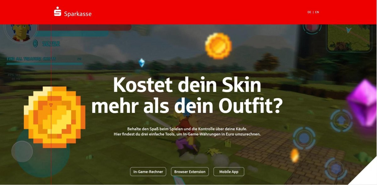 In-Game-Rechner der Sparkasse: "Kostet dein Skin mehr als dein Outfit?"