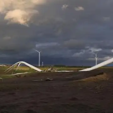 Wind towers crumpled after Iowa wind farm suffers rare direct hit from powerful twister