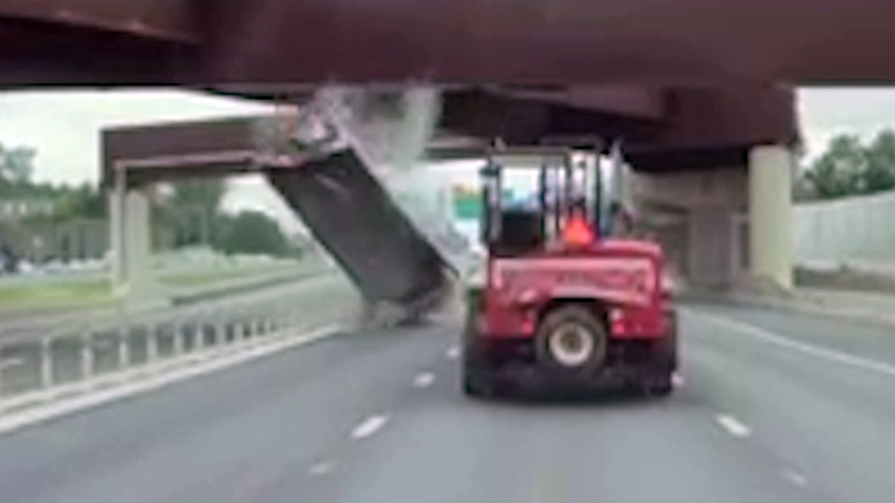 WATCH: Dump truck slams into overpass on Interstate 66 in Virginia