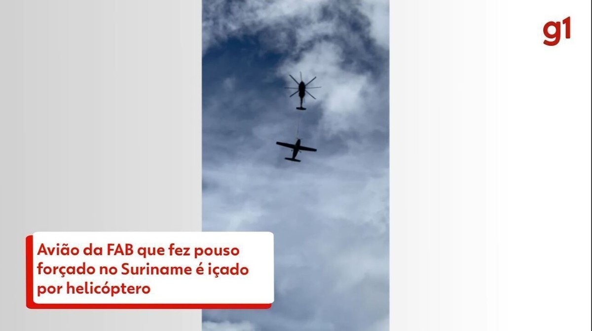 VÍDEO: Avião da FAB que fez pouso forçado no Suriname é içado por helicóptero