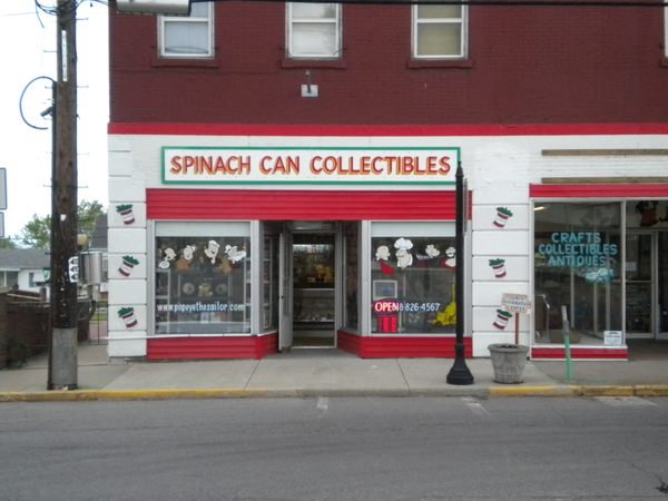 Popeye Museum and Spinach Can Collectibles in Chester, Illinois