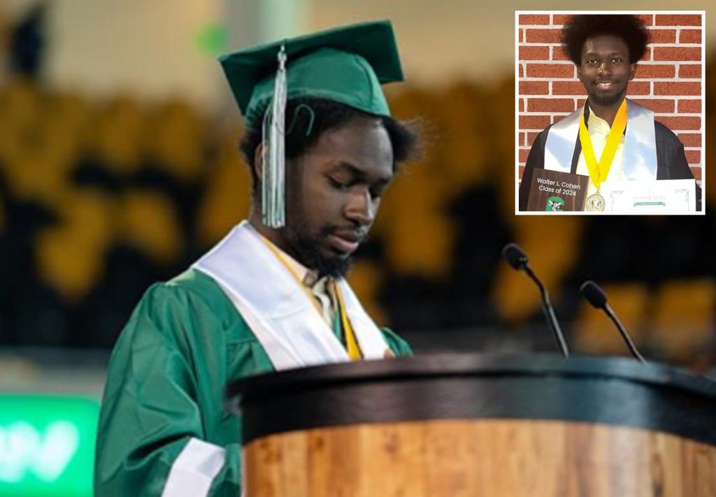 Homeless student graduates Louisiana high school as valedictorian