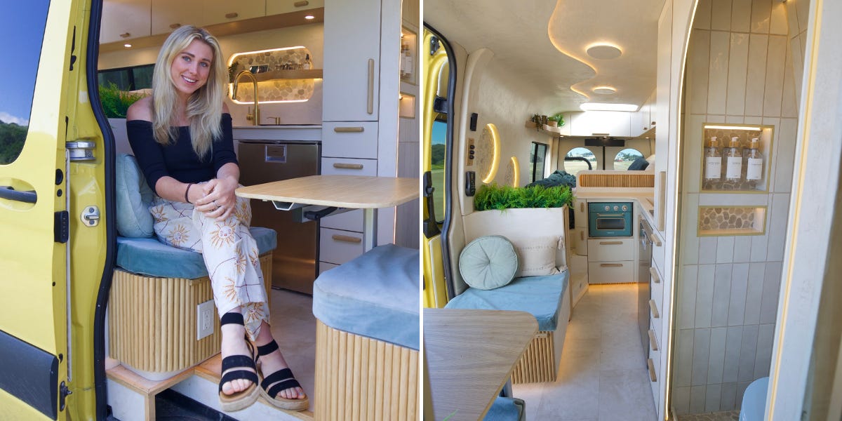 A 24-year-old spent $140,000 buying and converting a Mercedes van. Take a look inside the luxury home on wheels.