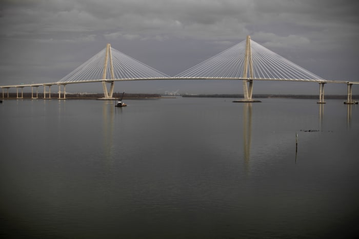 Ship at full throttle in harbor causes major South Carolina bridge to close until it passes safely