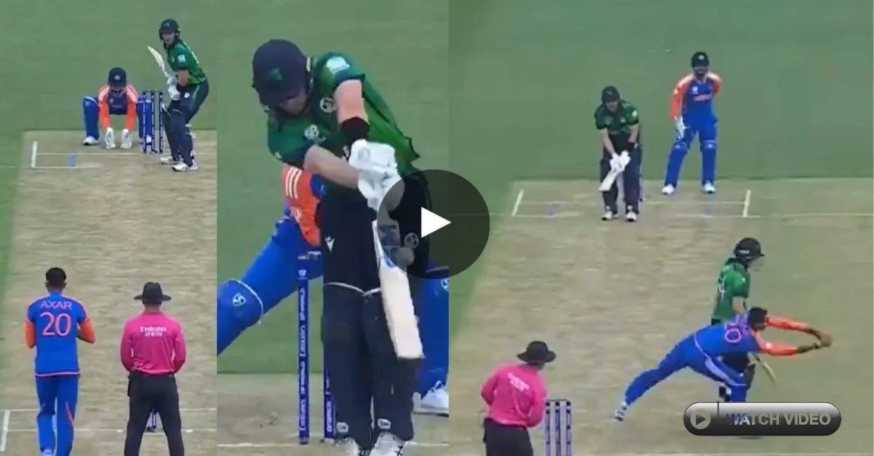 T20 World Cup 2024 [WATCH]: Axar Patel takes a stunning caught and bowled to dismiss Barry McCarthy in IND vs IRE game