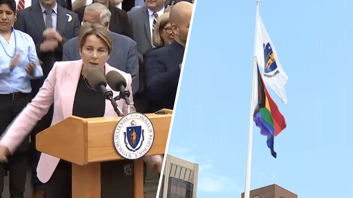 Maura Healey, America's first lesbian governor, oversees raising of Pride flag at Statehouse