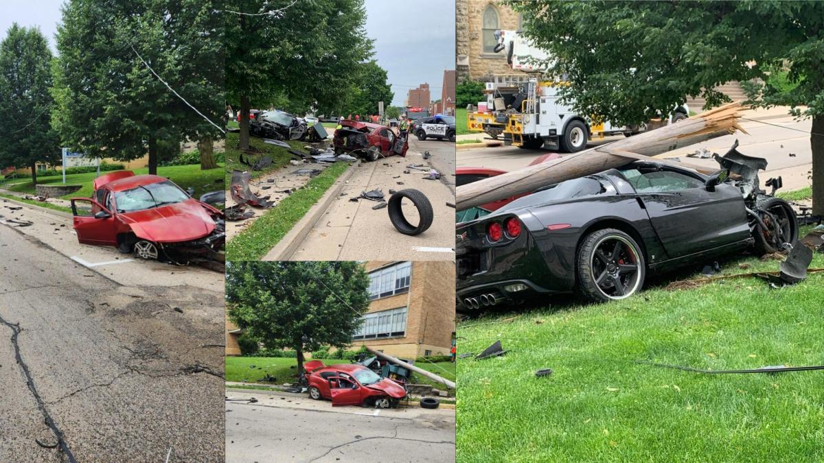 C6 Corvette And Dodge Charger Crash Is Pure Carnage