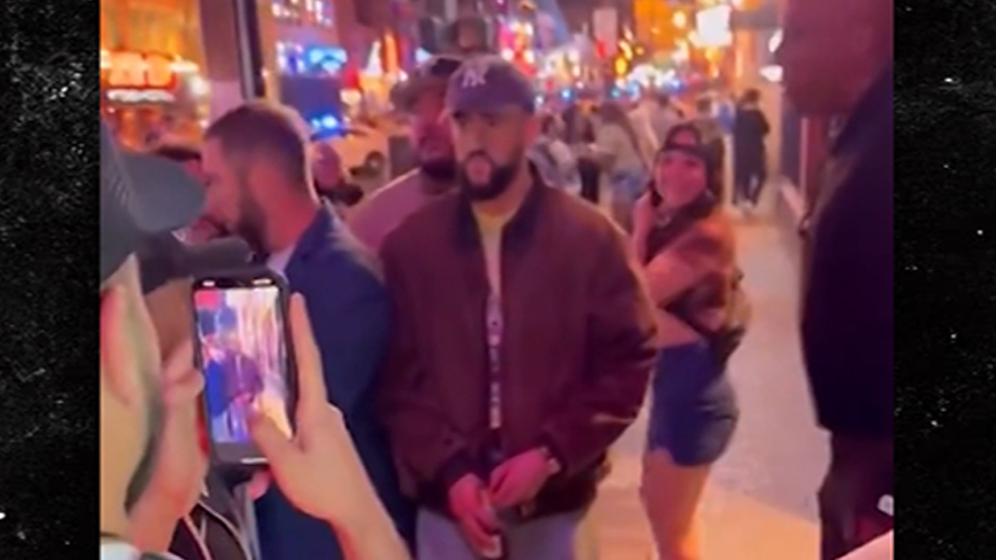 Bad Bunny Looks Miserable As He's Mobbed By Nashville Fans Taking Pics