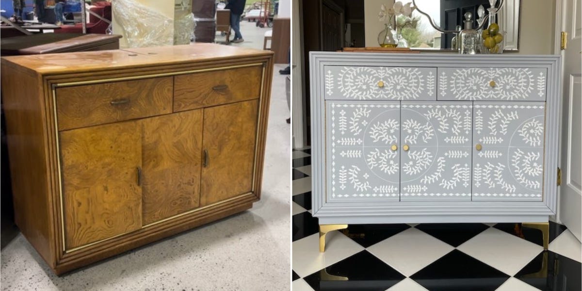 Furniture flippers are getting roasted online for painting vintage wood pieces 'millennial gray'