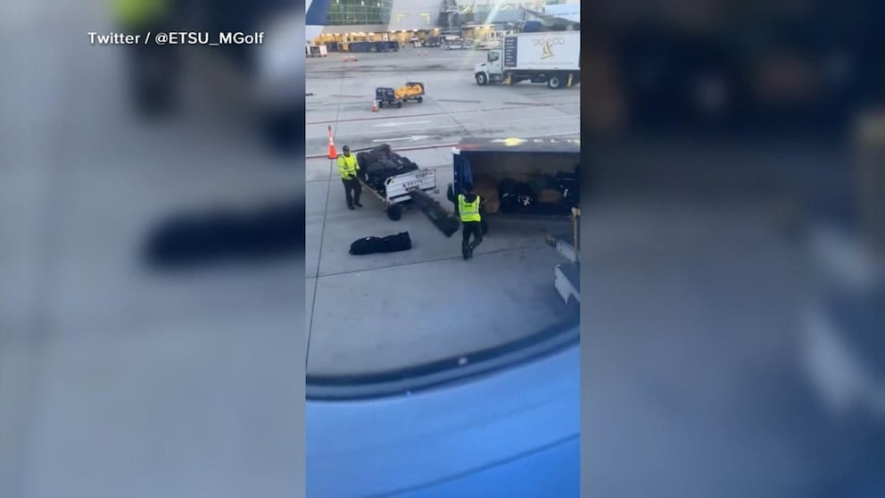 WATCH: Video shows Delta baggage handlers tossing college team’s golf clubs