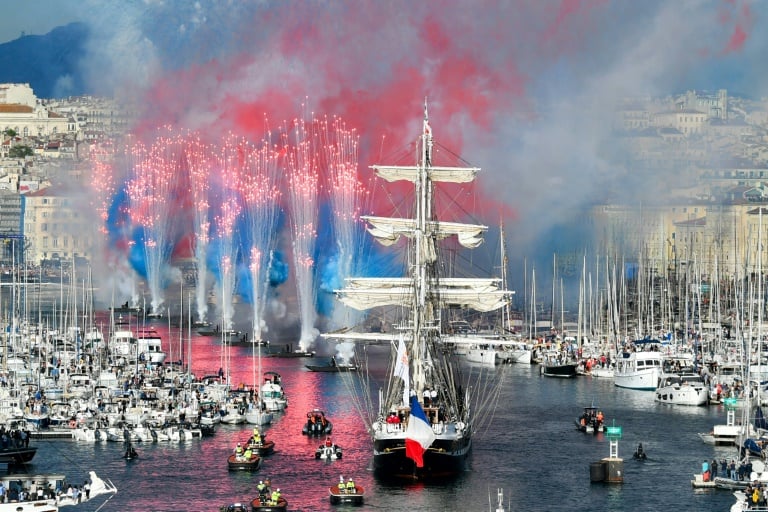 Olympic Torch Relay In Marseille Offers 'Solidarity' With Ukraine