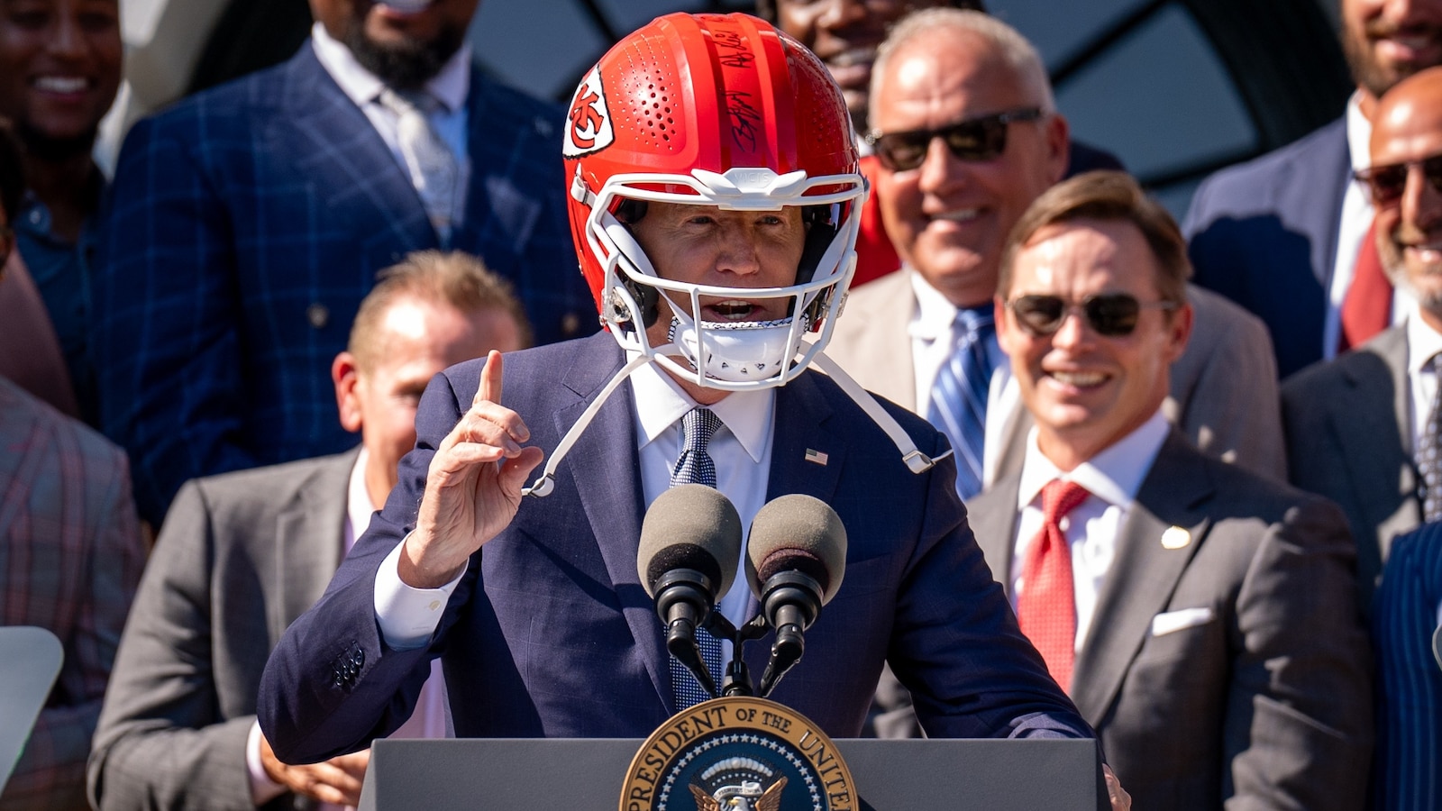 Biden hams it up with Super Bowl champs, Kansas City Chiefs at White House