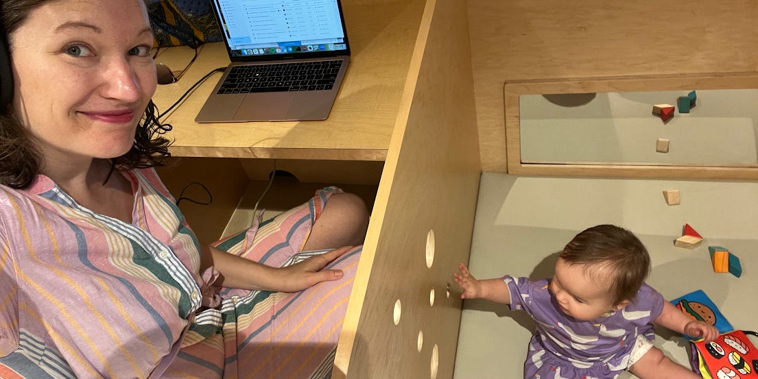 Moms are flocking to use desks that have cribs attached. They say it allows them to balance motherhood with their careers.