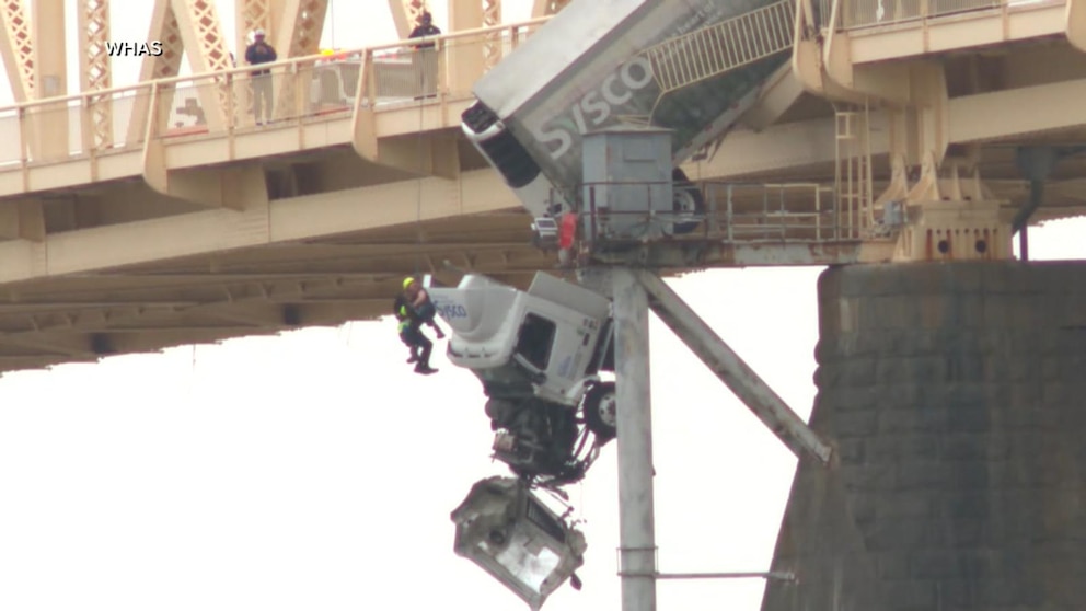 WATCH: Video shows moment semi truck goes off bridge