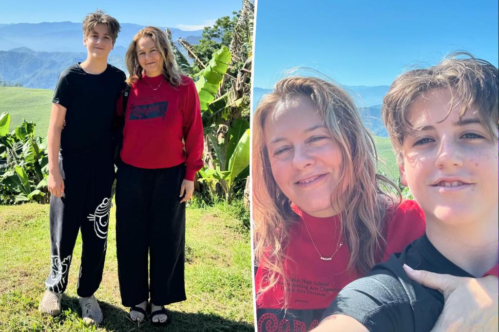 Alicia Silverstone's look-alike tween son, Bear, towers over the actress